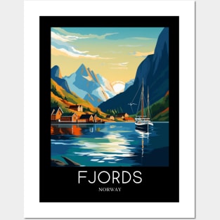 A Pop Art Travel Print of the Fjords - Norway Posters and Art